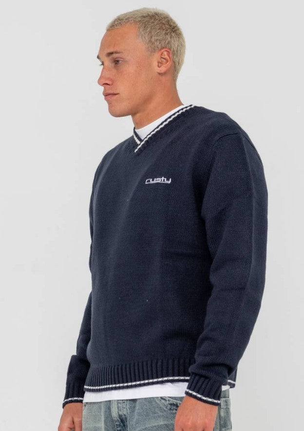 Rusty Venom Vee Neck Knitted Crew