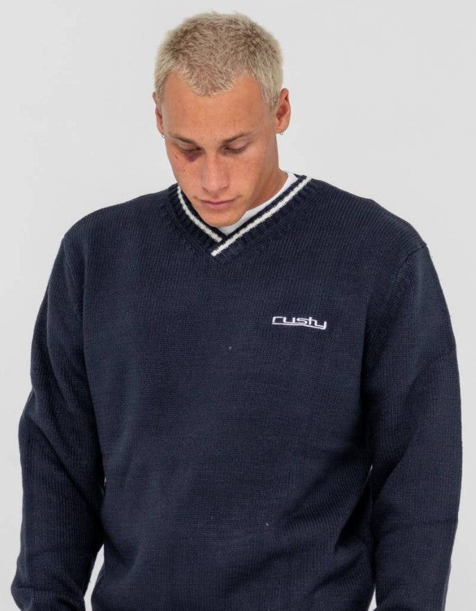 Rusty Venom Vee Neck Knitted Crew