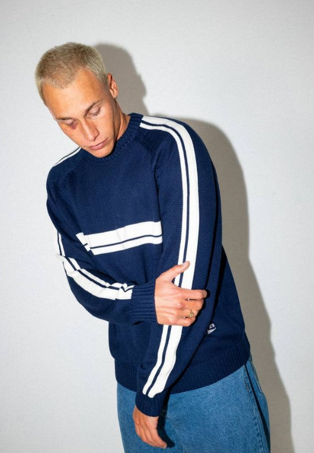Rusty White Lines 2.0 Knitted Crew
