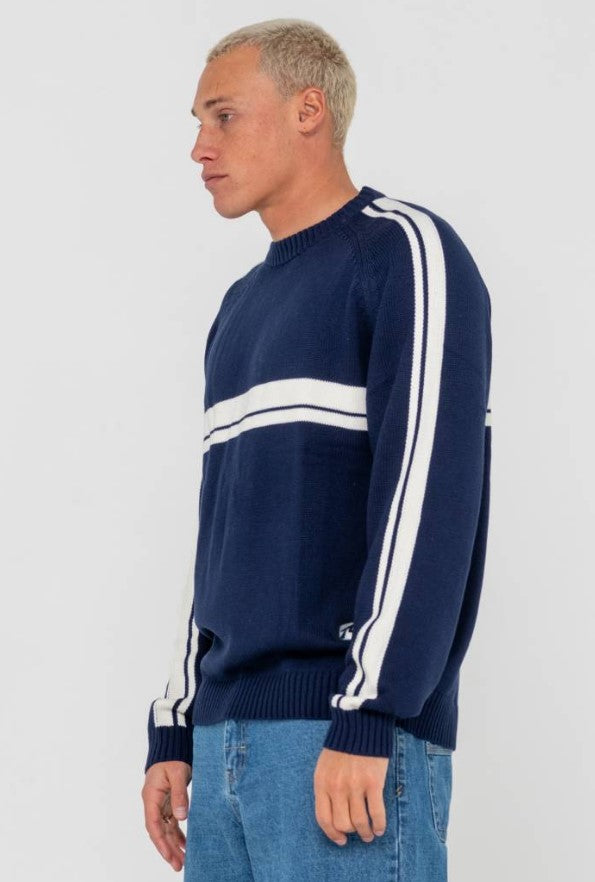 Rusty White Lines 2.0 Knitted Crew