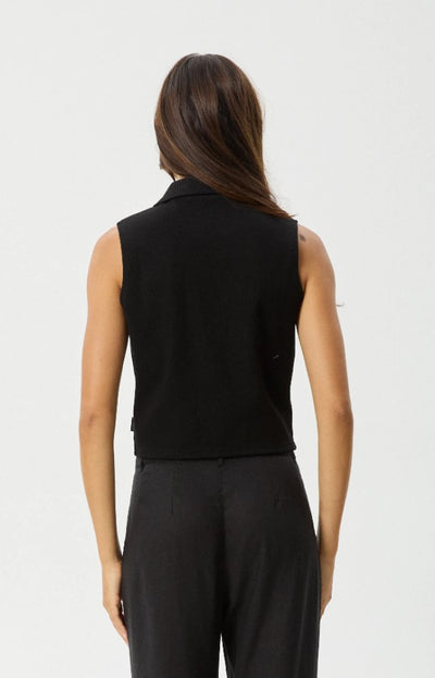 Afends Eliza Ribbed Sleeveless Shirt Black