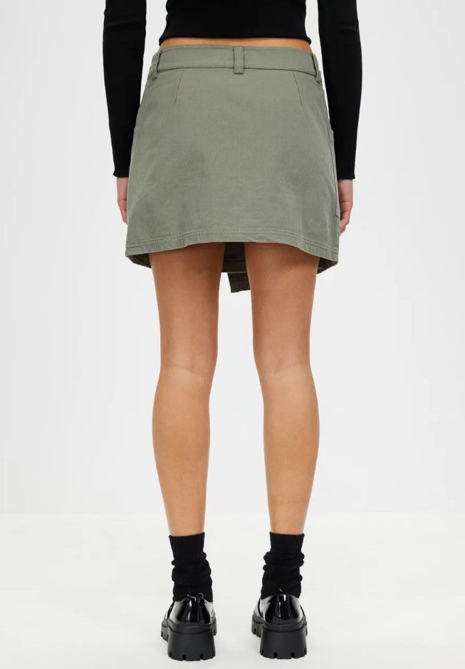 Afends Fraser Utility Mini Skirt Olive