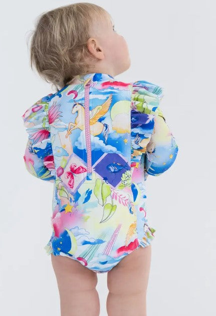 Seafolly Surrealism Long Sleeve Frill Sunsuit - Surrealism