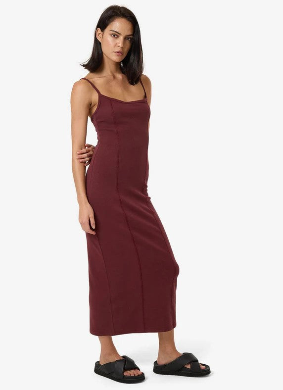 Thrills Rib Seam Dress - Dark Cherry