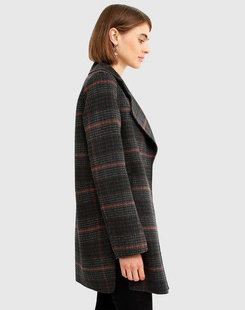 Belle &amp; Bloom Ex Boyfriend Wool Blend Oversized Jacket Brown Plaid