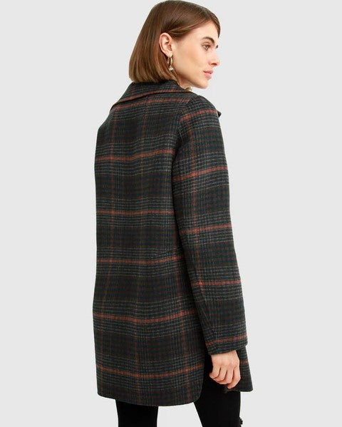Belle &amp; Bloom Ex Boyfriend Wool Blend Oversized Jacket Brown Plaid