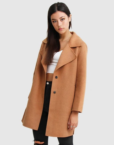Belle &amp; Bloom Ex Boyfriend Wool Blend Oversized Jacket Camel