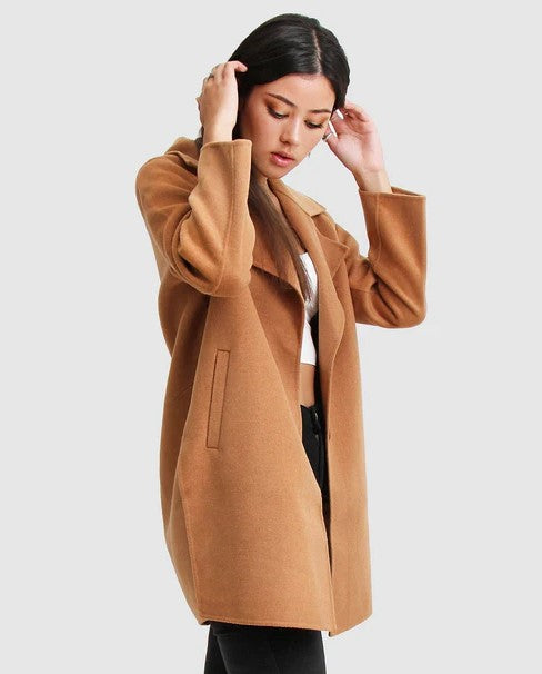 Belle &amp; Bloom Ex Boyfriend Wool Blend Oversized Jacket Camel