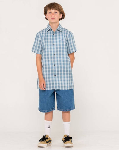 Rusty Datsun Check Short Sleeve Shirt Boys