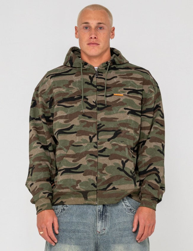 Rusty Rambo Zip Thru Hooded Fleece