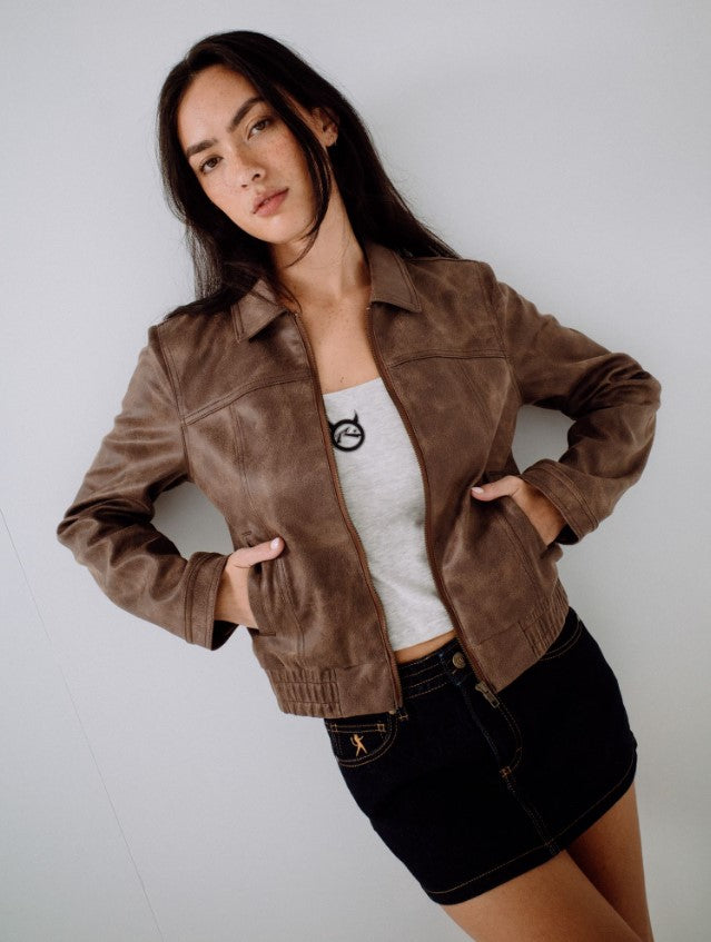 Rusty Lizzy Faux Leather Fitted Jacket