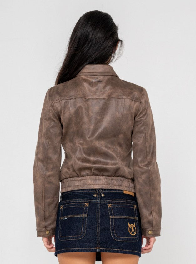Rusty Lizzy Faux Leather Fitted Jacket