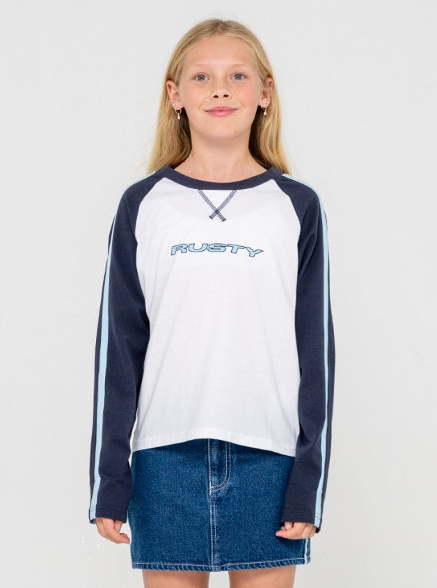 Rusty Sporty R Raglan Ls Girls Tee