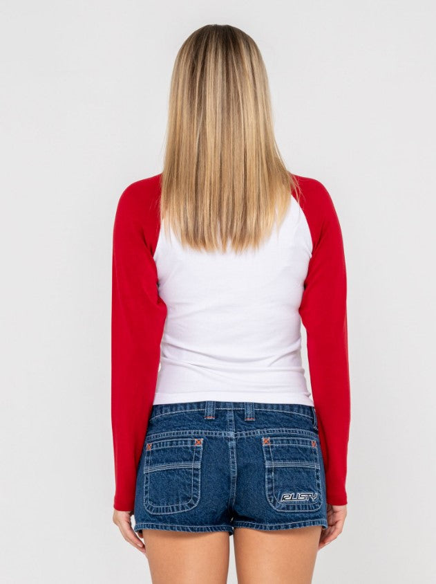 Rusty Devil Raglan L/S Sleeve Fitted Tee