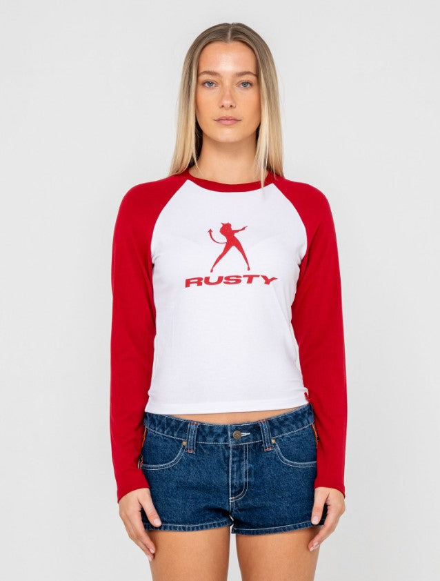 Rusty Devil Raglan L/S Sleeve Fitted Tee