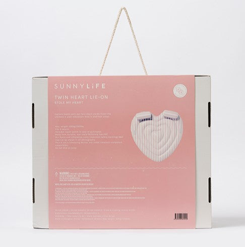 Sunnylife Twin Heart Lie-On Stole My Heart Pink Stripe