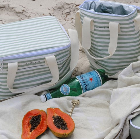 Sunnylife Light Cooler Bag Sea Sage Stripe