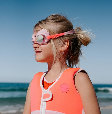 Sunnylife Melody the Mermaid Mini Swim Goggles Neon Strawberry