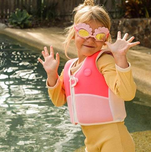 Sunnylife Melody the Mermaid Mini Swim Goggles Neon Strawberry