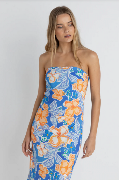 Rhythm Paradise Floral Bias Midi Dress