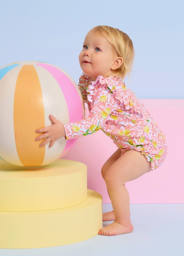 Seafolly Lemon Tile Frill Rash Set