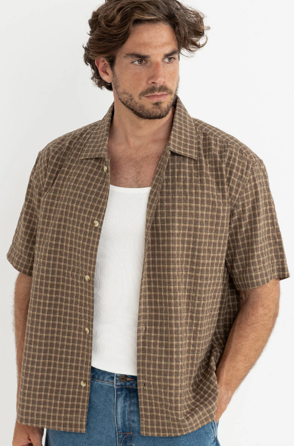 Rhythm Colby Check Brown SS Shirt