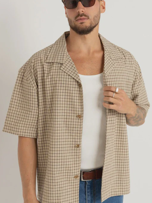 Rhythm Jeremy Check Ochre SS Shirt