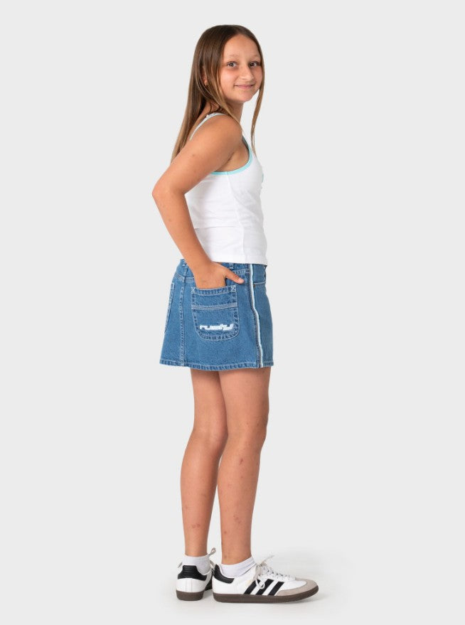 Rusty Flip Girl Mini Denim Skirt