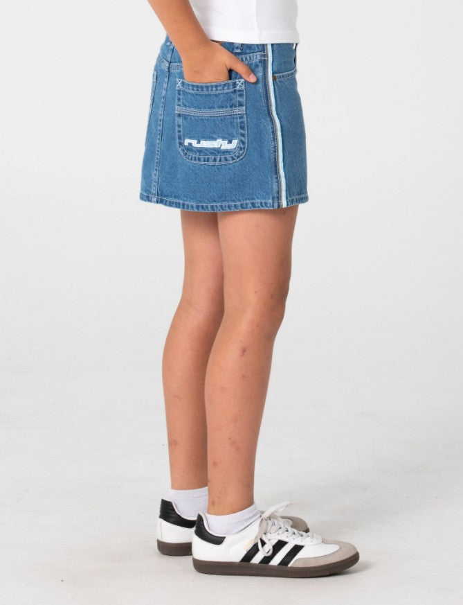 Rusty Flip Girl Mini Denim Skirt