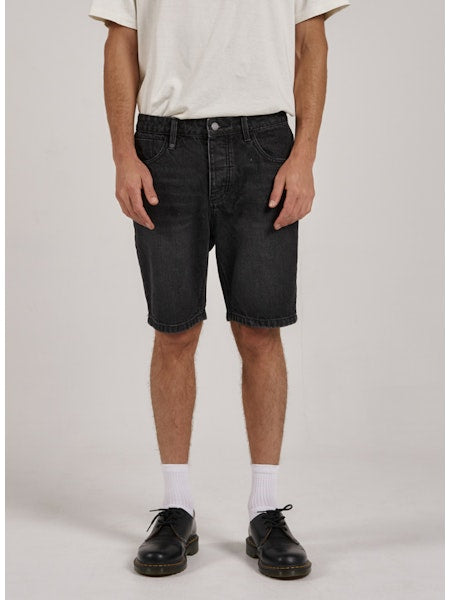 Thrills Chopped Hem Denim Short - Smoke Black