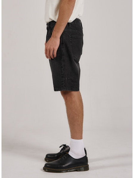 Thrills Chopped Hem Denim Short - Smoke Black