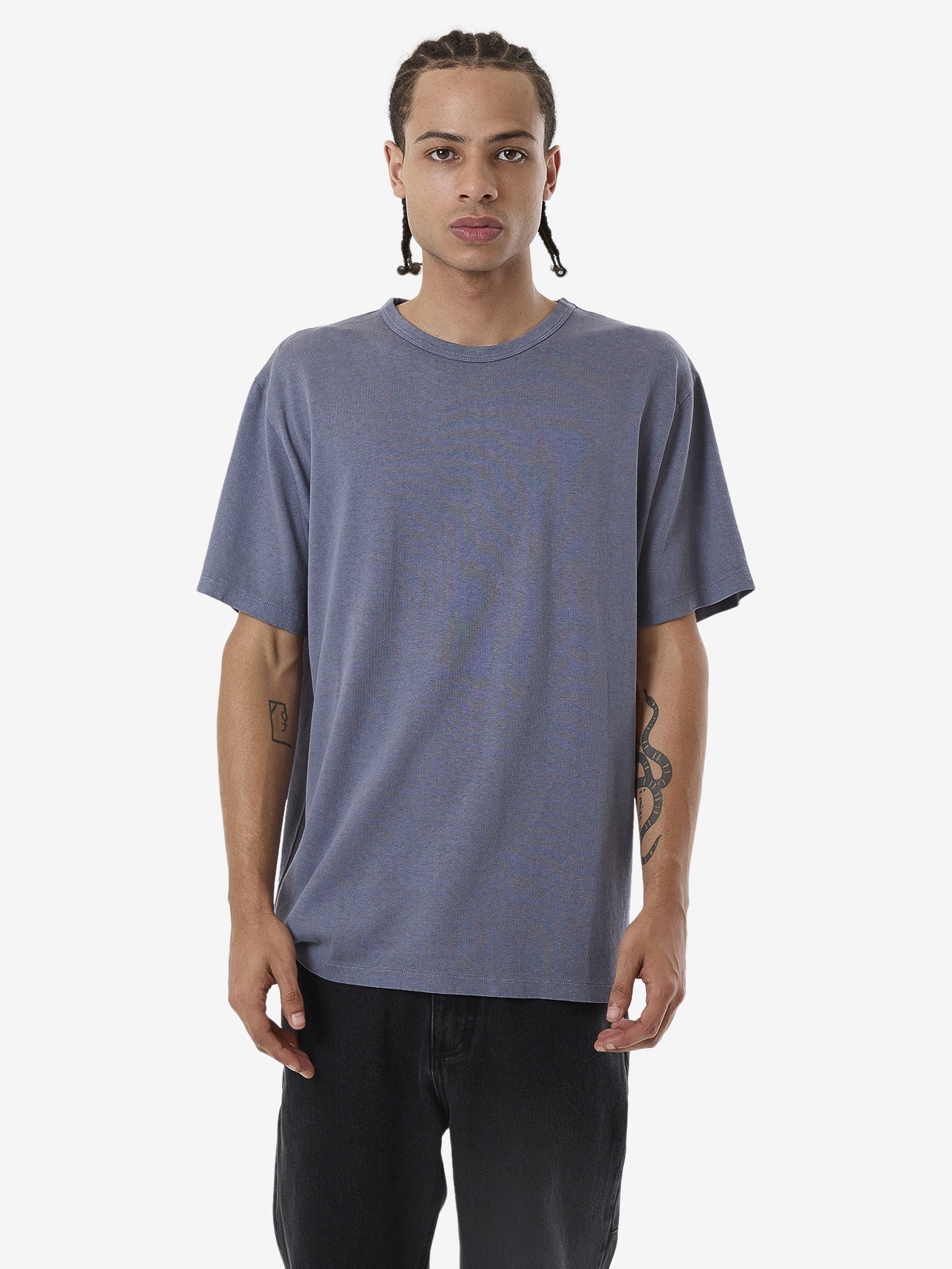 Thrills Hemp Thrills Embro Contrast Stitch Merch Fit Tee - Folkstone Grey