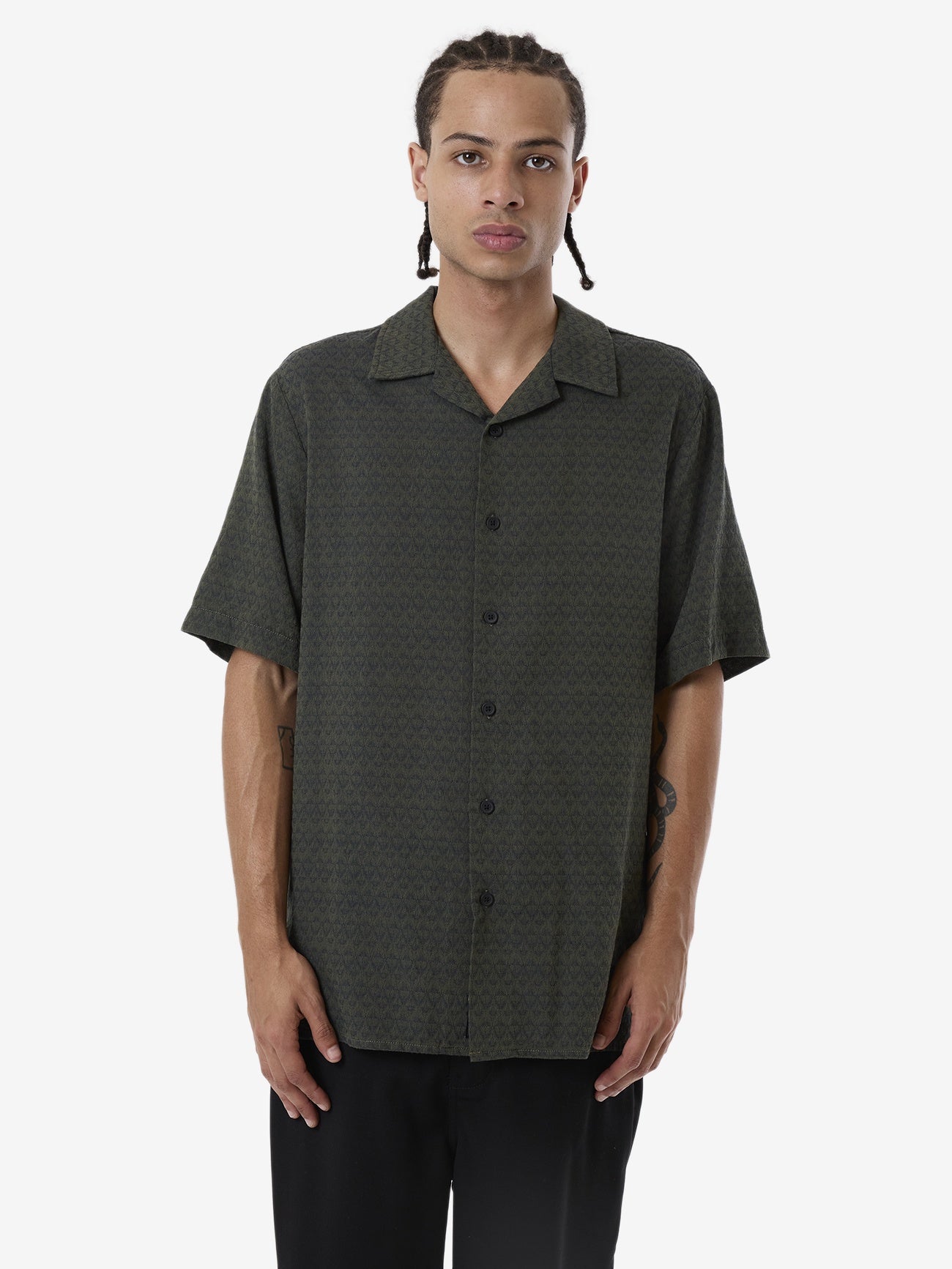 Thrills Airborne Bowling Shirt - Grape Leaf