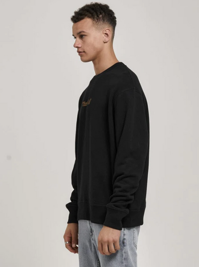 Thrills Workwear Embro Oversize Fit Crew Black