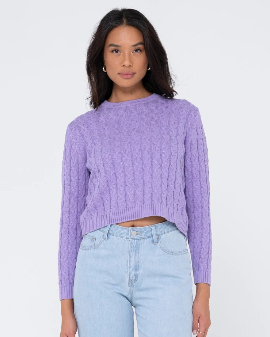 Rusty Everything You Need Crew Cable Knit
