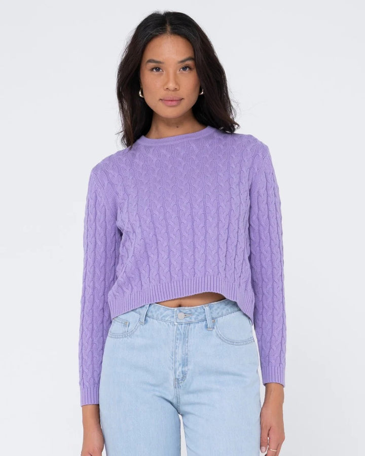 Rusty Everything You Need Crew Cable Knit