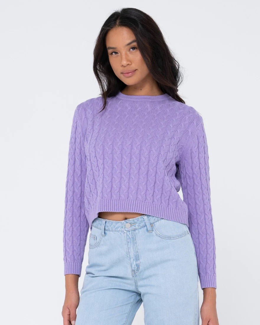 Rusty Everything You Need Crew Cable Knit