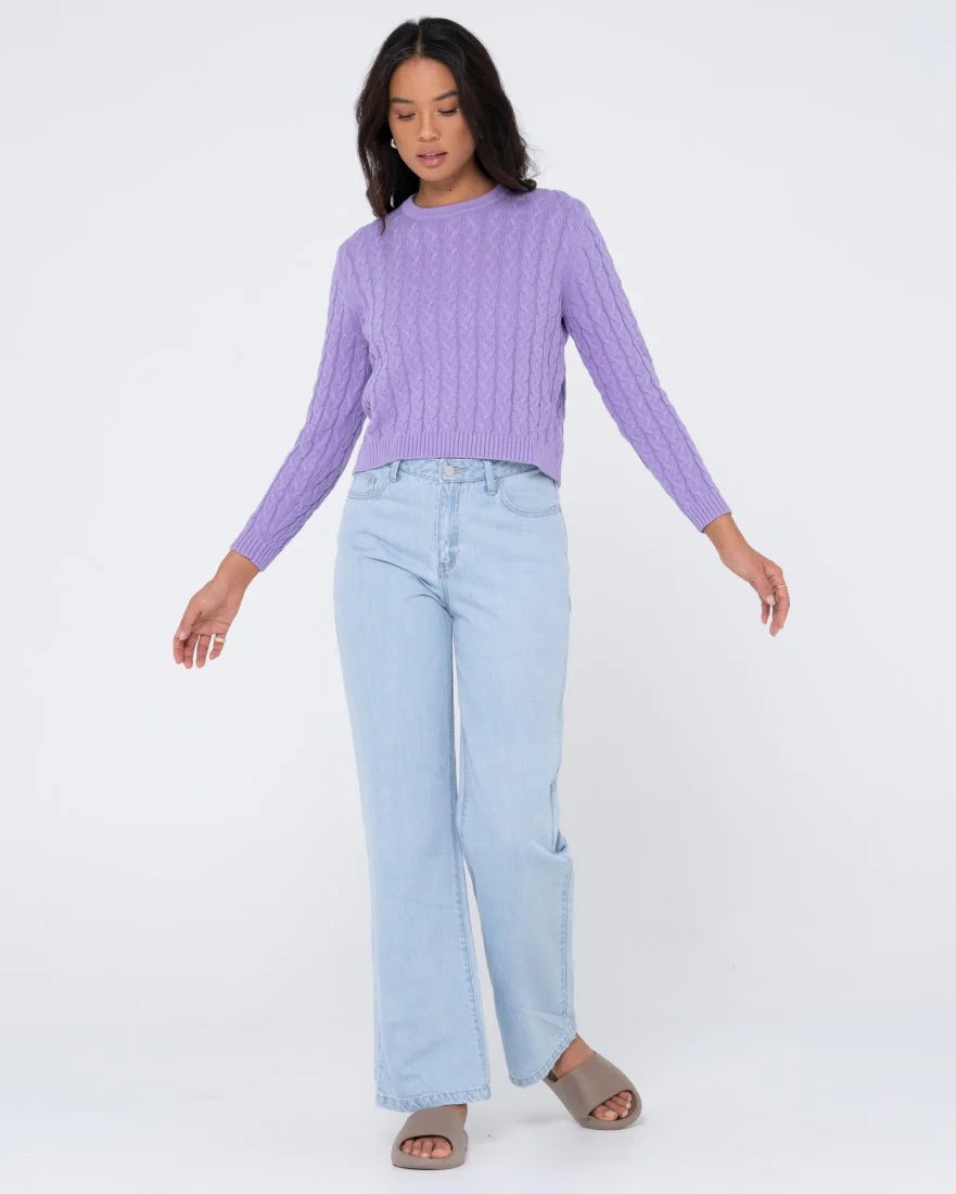 Rusty Everything You Need Crew Cable Knit