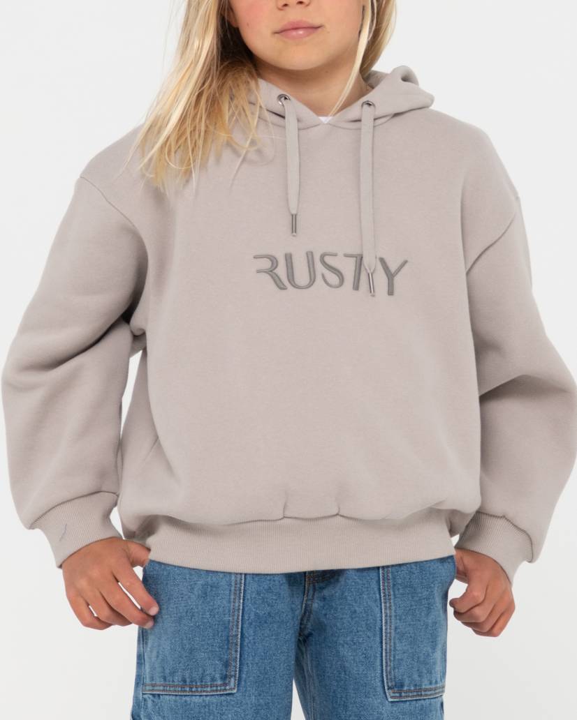 Rusty Signature Hooded Fleece Girls Grey