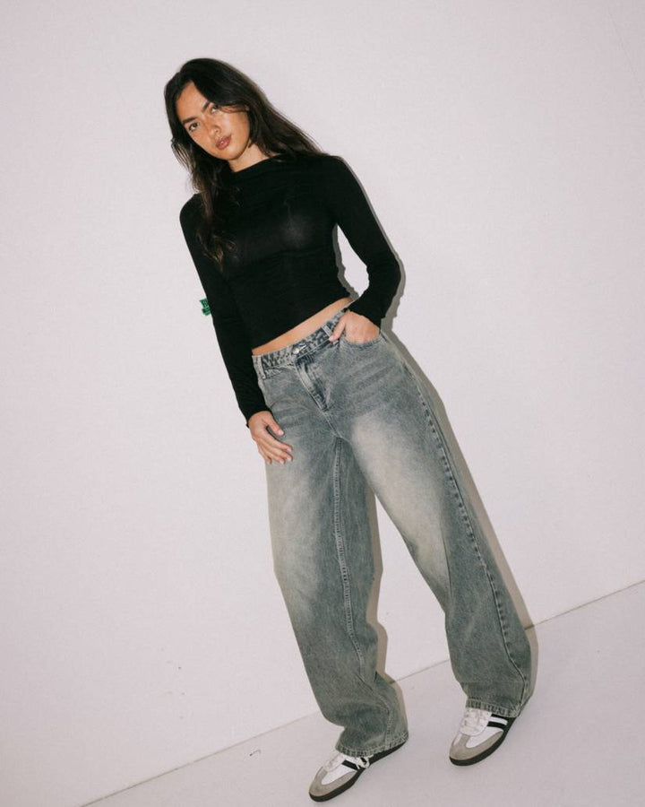 Rusty Plain Jane Ruched Long Sleeve Top