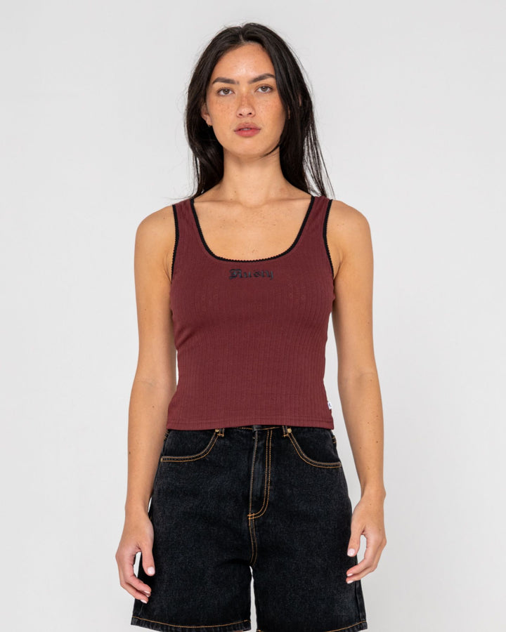Rusty Cassian Ribbed Scoop Neck Singlet