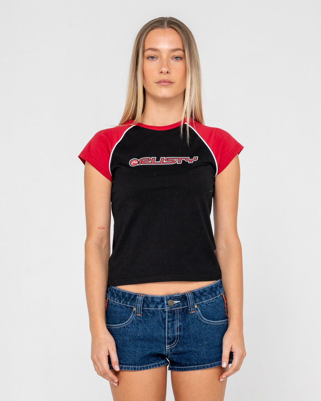Rusty Archived Raglan Baby Tee