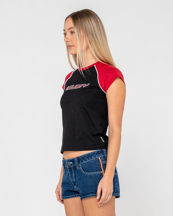Rusty Archived Raglan Baby Tee