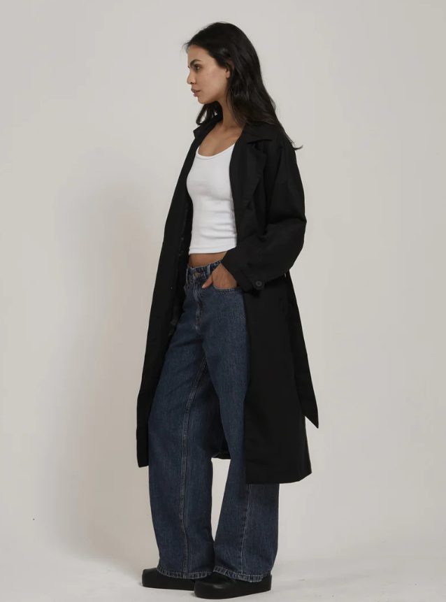 Thrills Discovery Trench Coat Black