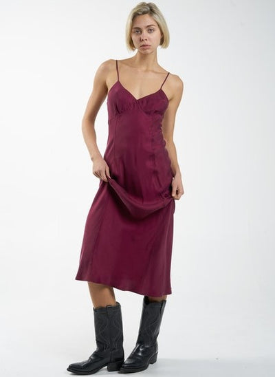 Thrills Chelsea Full Length Slip Dress - Wine