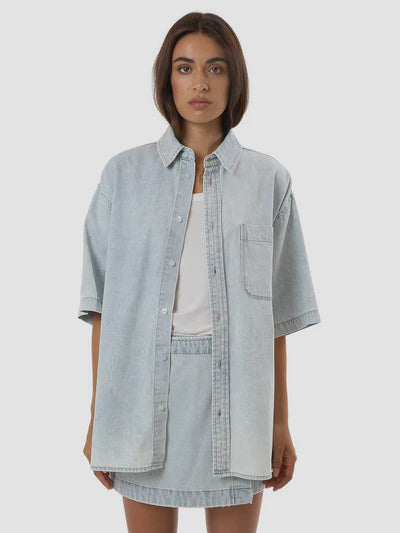 Thrills Darian Denim Shirt - Dirty Fade