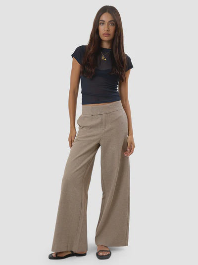 Thrills Christina Twill Suiting Trouser - Tan Black