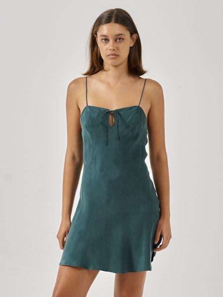 Thrills Fairmont Mini Slip Dress - Jasper Green