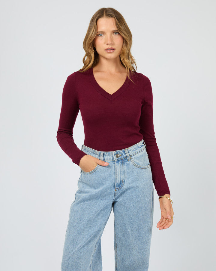 Silent Theory Ashton Knit Vee L/S Top