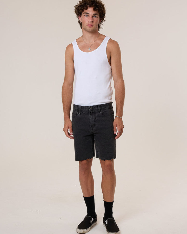 Thrills Bones Denim Short - Ash Black